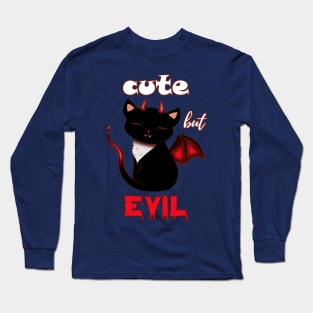 Halloween Devil Cat Cute but Evil Long Sleeve T-Shirt